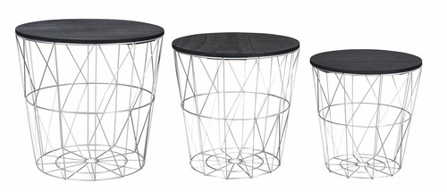 Set tavolini metallo cestino - set, 3