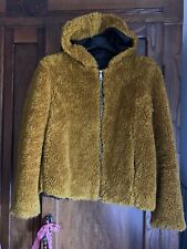 Giacca Giubbotto Color Senape pellicciotto ecologico Con Cappuccio