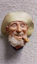 BOSSONS Old Timer Chalkware Head 1977 Made In England Wall Hanging Vintage