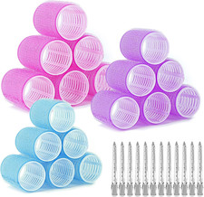 30 Pezzi Bigodini Grandi Set, Include 18 Pezzi Bigodini per Capelli E 12 Clip a 