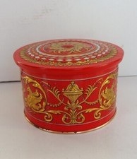 VECCHIA SCATOLA DI LATTA ROTONDA VINTAGE ANNI 70 INCISIONI IN RILIEVO - 11 cm Ø