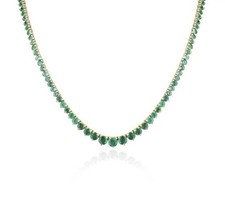 Collana Tennis Lusso 14Ct Tonda Creata in Laboratorio Smeraldo 18" Oro Giallo 14K Over