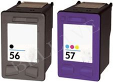 2 CARTUCCE PER HP 56 HP 57 DeskJet 450 5150 5550 OFFICEJET 4212 5510 5610 BL