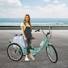 Bicicletta pieghevole 7 velocità 24 pollici 3 ruote per adulti triciclo con cestino della spesa