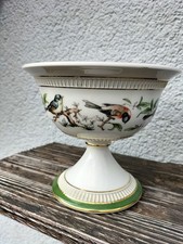 Graziosa piccola ciotola in porcellana con piede e motivi uccellini Fiorentine Handmade Italy