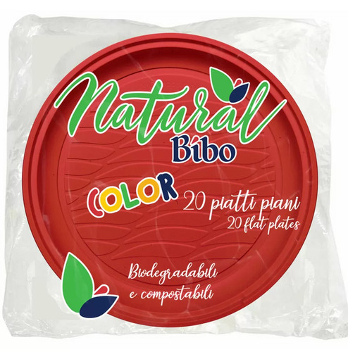 Piatti natur rosso 20pz bibo - piatti,