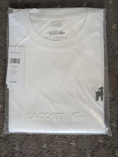 Shirt bianca lacoste novak - t-shirt,