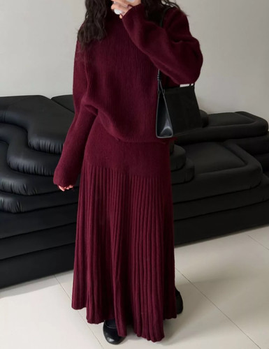 Set maglia rosso vino gonna - maglia,