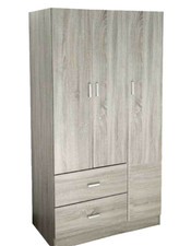 Armadio Guardaroba moderno 3 Ante battenti Appendiabiti CASSETTI OLMO 180*90*42
