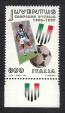 JUVENTUS SCUDETTO CAMPIONATO DI CALCIO 1996 - 1997  FRANCOBOLLO NUOVO ANNO 1997