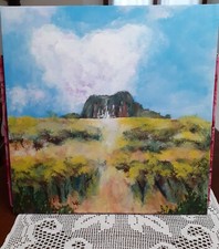 quadro moderno paesaggio dipinto a mano ad acrilico su tela cm. 50 x 50