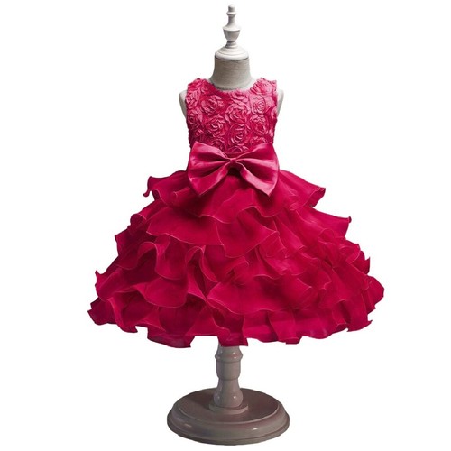 Bambina abito strati fucsia - abito,