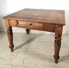 ANTICO TAVOLO da PRANZO 1 cassetto LEGNO ABETE PIOPPO tornito EPOCA 1800 SALOTTO