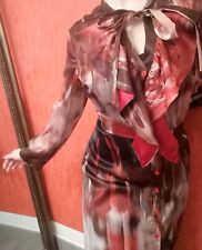 Abito Vestito x's milano seta donna XXL 48  fantasia multicolore marrone Rosso