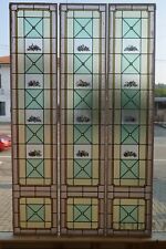 Tre vetri cattedrale rilegati a piombo e dipinti, primi anni del '900