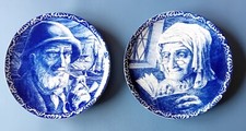 2 piatti ceramica decorati da parete Delft Boch Freres anni '60 vintage Belgio