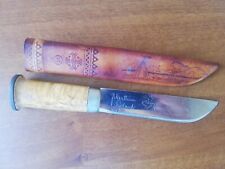VINTAGE RARO COLTELLO DA CACCIA FINLANDESE FINLANDESE PUUKKO MARTTINI LAPINLEUKI FODERO IN PELLE
