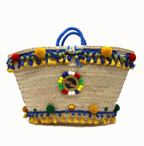 Borsa paglia decorata coffa - borsa, di