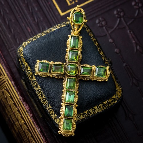 Antico ciondolo croce peridoto - ciondolo,