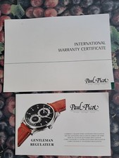 Garanzia Orologio Paul Picot Gentlemen Regulateur Warranty Guarantee  Unwritten