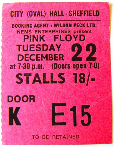 Pink floyd rare concert ticket - floyd,