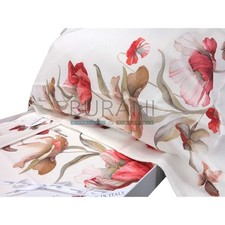 Lenzuolo Blumarine matrimoniale Florette corallo - tessuto raso di cotone
