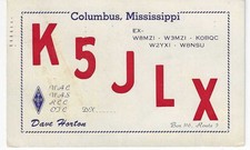 Scheda radio QSL 1958 Columbus