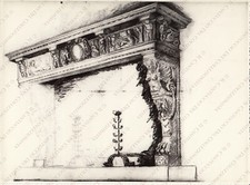 Foto bozzetto camino scolpito del ‘600 in pietra serena Antiquariato