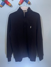 Ralph Lauren Polo Uomo Felpa Nera Zip 1/4 Logo Ricamato Taglia M/L