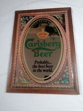 Quadro A Specchio Insegna Bar Carlsberg Beer 35,5x49,5 Vintage