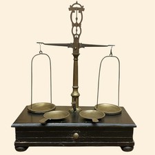 Antica Bilancia Da Farmacia/orefice con Cassetti 1920/30s Punzonata