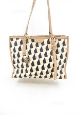 Borsa Donna Dkny Ecopelle Beige Bianco Fantasia Geometrica 30x23x10 Cm