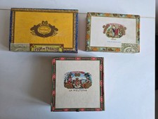 3 vecchie scatole vuote da collezione in legno per sigari
