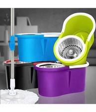 Secchio Rotante Mocio Roto Mop Cestello In Metallo Microfibra Lava Pavimenti