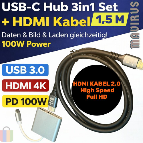 Hub usb 3in1 adattatore hdmi - hub,