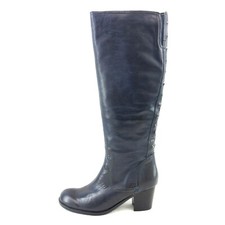 Stivali blu APEPAZZA scarpe donna pelle gambale alto 37 tacco a blocco Np 269 nuovi