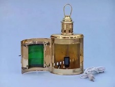 Lanterne Elettriche Porta e Dritta in Ottone Massello Verde 12" - Arredamento Nautico Casa