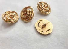 SET 4 bottoni in metallo Dorati Vintage a Forma Rosa