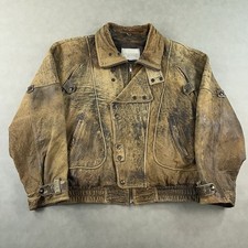 Giacca pelle vintage uomo grande aviatore bomber biker moto invecchiata anni 80