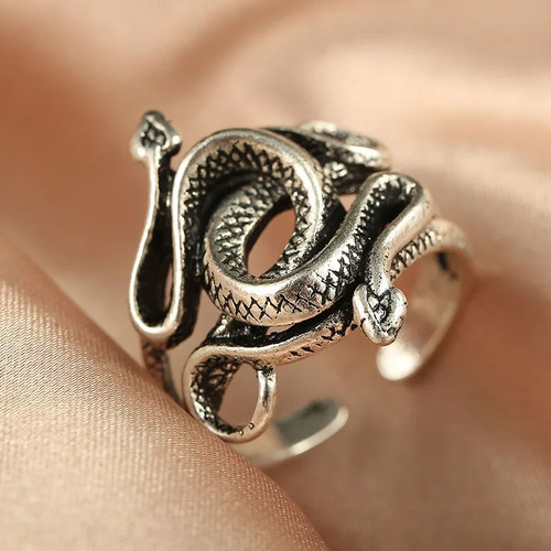 Anello serpente doppia testa - anello,
