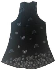 Vestito abito nero disegni bianchi farfalle prendisole donna ragazza taglia M