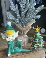 🎄Figurina vintage Nanco grande elfo Pixie verde e giallo MadeinJapan anni 50 Kitsch#380