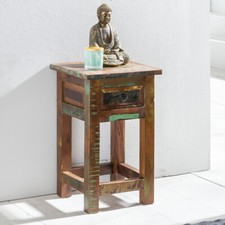 FineBuy Tavolino 50 cm Comodino Cassetto Legno Massello Tavolo Consolle Notte