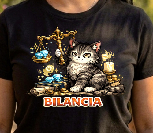 Maglietta bilancia gatto - gatto, t