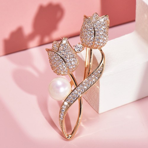 Spilla fiori strass