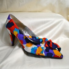 Scarpe Roger Vivier tacco misura 7,5 B floreale seta su pelle fatte a mano in Italia