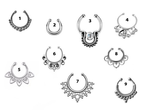 Piercing silver septum fake - piercing,