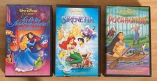 Walt Disney VHS: La Bella Addormentata, La Sirenetta, Pocahontas.