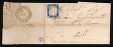 1857  SARDEGNA IV EMISSIONE  20 C SERRAVALLE 8/7 PER ASTI  F/4196