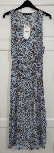 Abito midi zara blu animalier - abito,